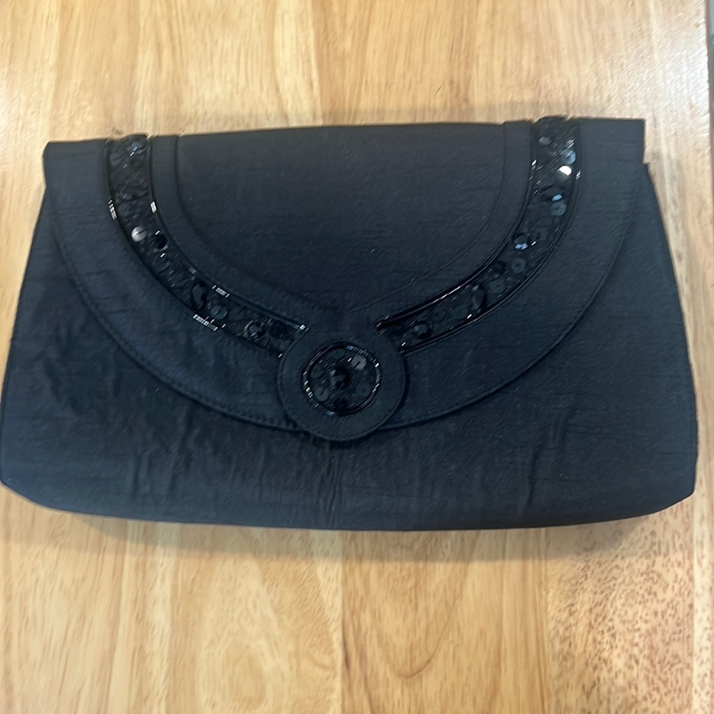 J. Renee new without tags sequin black clutch with shoulder strap excellent